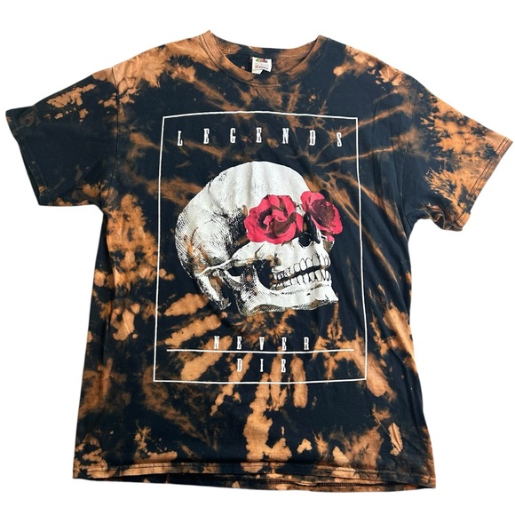 Fruit of the Loom Other - Legends Never Die Skull Graphic Bleach‎ Tie Dye T-Shirt Men’s Large Streetwear